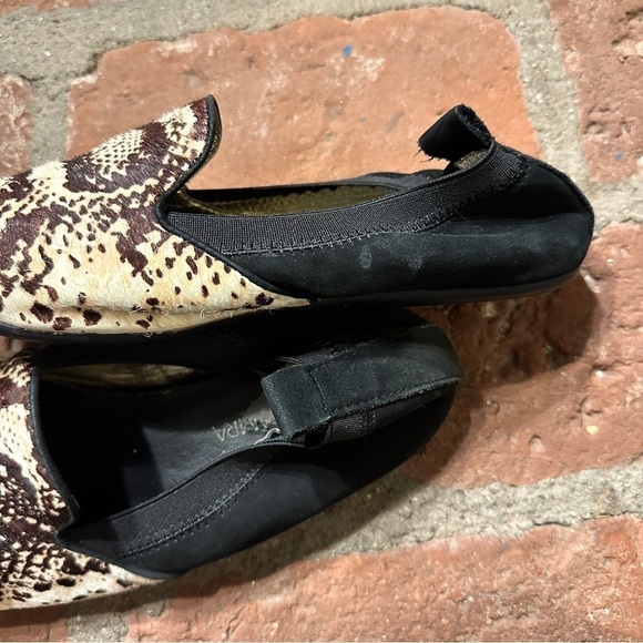 Yosi Samra Calf Loafers Size 8 Brown Black Cream Foldable Fla - Picture 8 of 16